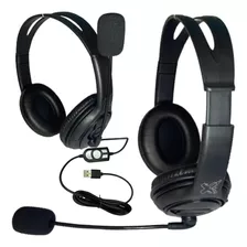 Fone De Ouvido Headset Usb Preto Com Microfone Pc Notebook