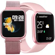 Smartwatch P70 Relógio Inteligente + Pulseira Extra De Aço