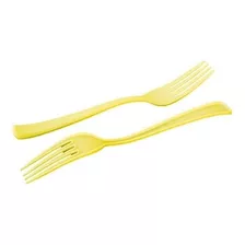 Tenedor Plastico Rigido Descartable Tenedores X10u. Amarillo