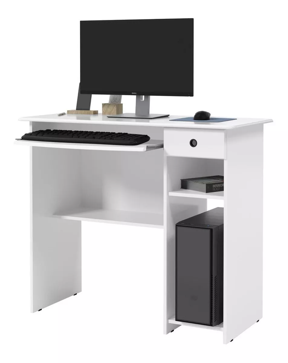 Escrivaninha Ej Móveis Mesa De Computador Viena Mdp, Mdf De 900mm X 765mm X 400mm Branco