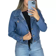 Jaqueta Curta Casaco Jeans Feminina Rasgada Botões Moda