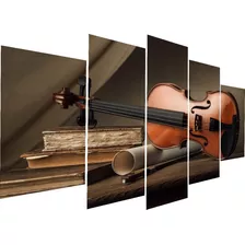 Quadro Mosaico 5 Partes Para Sala Violino Hd