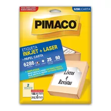 Etiqueta Inkjet/laser Carta 6286 Com 25 Folhas Pimaco