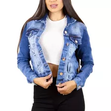 Jaqueta Jeans Feminina Slim Jaquetinha Da Moda Com Elastano