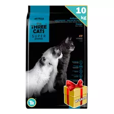 Three Cats Gatos Premium Castrados Pollo 10 Kg + Obsequio Y 