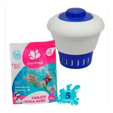 Kit Clorador Médio + 5 Pastilhas Tripla Ação P/piscina 