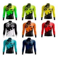 Camisa Ciclismo Mtb Masculina Manga Longa Com Bolsos Uv 50