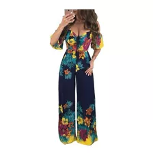 Enterizo Pantalon Mujer Flores Elegante Pantalon Entero