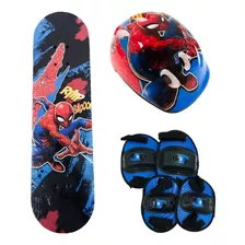 Patineta Set Skate Spiderman Marvel Con Proteccion Y Bolso