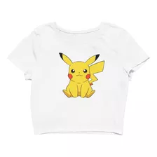 Playera Crop Top De Pikachu Sentado Pokémon