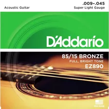 Daddario Ez-890 Cuerdas Guitarra Acustica 9-45 Bronze 85/15