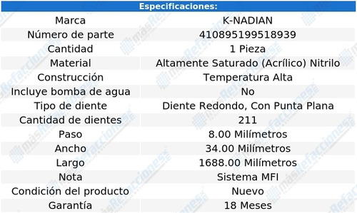 Banda De Distribucion K-nadian Lexus Gs400 V8 4.0l 98 Al 00 Foto 3
