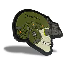 Patch Tático Caveira Night Vision Emborrachado Invictus Cor Preto Desenho Do Tecido Estampado