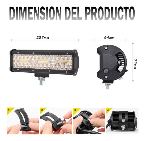 Faro Barra Led 9'' Universal 6500k Triple-fila 180w Suv Moto Foto 5