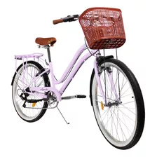 Bicicleta Apache Glam 6 Vel Canastilla R-26 Color Lila