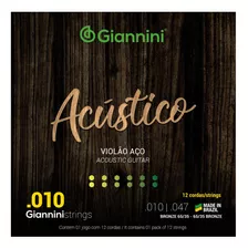Cuerda De Guitarra De Acero De 12 Cuerdas 010 Acoustic Giannini