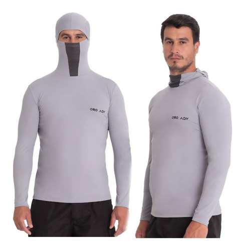 Camisa Proteção Uv Ninja Cinza Pesca Touca Protege À Insetos