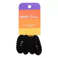 Kit 4 Elásticos De Cabelo Gabriela Beauty Peluciado Preto