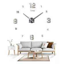 Reloj De Pared Con Diseño 3d Moderno Grande Plata Numeros