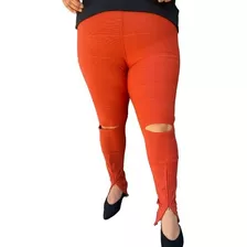 Calça Estilo Legging Bandagem Rasgo Joelho Skinny Plus Size