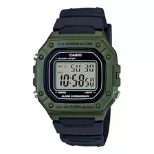 Reloj Digital Casio W-218h-1av Verde Militar Waterproof