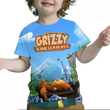 Camisetas Infantis Com Estampa 3d Grizzy E Os Lemmings