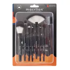 Kit Kp3-1a Com 8 Pincéis Para Maquiagem Macrilan - Preto