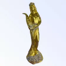 Escultura Deusa Da Fortuna 18 Cm Dourada Brilhante Em Resina