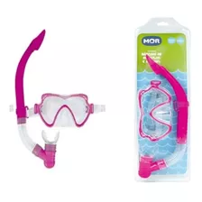 Kit Mergulho Conjunto Mascara E Snorkel Tira Regulavel Mor Cor Rosa