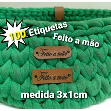 100 Etiqueta Personalizada Marca Couro Ecológico Medida3x1cm