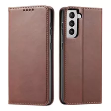 Funda Case Para Samsung S21 Fe Flip Cover Marrón Antigolpe