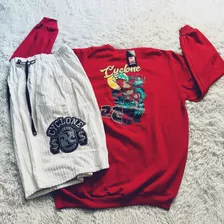 Kit Blusa Da Cyclone Moletom Red Breck E Bermuda Veludo New