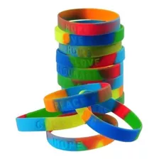 Pulseras Elasticas De Goma Arcoiris De Refranes Surtidos (12