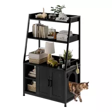 Mueble Estante Gabinete De Gatos Caja De Arena Mascota Color Negro