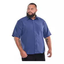 Camisa Social Extra Grande Manga Curta Com Bolso Luxo Estilo