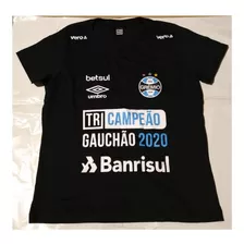 Camiseta Feminina Grêmio Comemorativa Tricampeonato Gaúcho