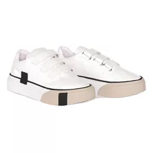 Sneakers Branco Velcro Ajuste Fácil E Pratico Conforto Luxo