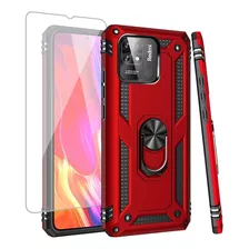 2 Micas + 1 Funda Rudo Con Anillo Para Xiaomi Poco C40