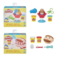 Kit Com 1 Massinhas Play Doh Cabeleireiro E 1 Mini Dentista