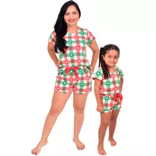Kit Natal Pijama Mãe E Filha Presente Short Doll Malha