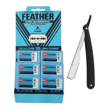60 Lâminas Barbear Feather Platinum Coated Blade + Brinde