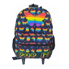 Mochila Pop It Anti Stres Escolar Borboleta Unicórnio Brinde