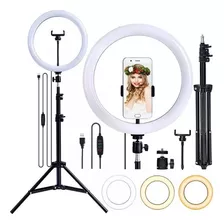 Ring Light Led Iluminador 26cm Completo + Tripé 2.1m Cor Da Estrutura Branco