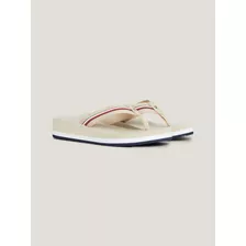 Sandalias Beige De Cuña Con Logo Tommy Hilfiger De Mujer