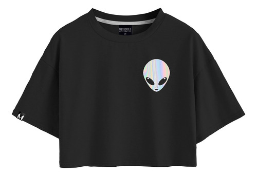 Cropped Feminino Alien T Shirt Basica 100% Algodão Tumblr