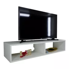 Rack Para Sala Tv Suspenso Mdf Branco Nicho Painel 1 Metro