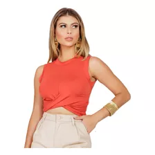 Cropped Top Blusinha Básica Regata Torção Simples Despojado