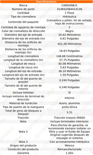 (1) Cremallera Direccin Hidrulica Ford F-150 04/08 Reman Foto 5