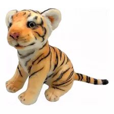 Tigre Pelúcia Sentado 25 Cm Altura Antialérgico Cor Laranja