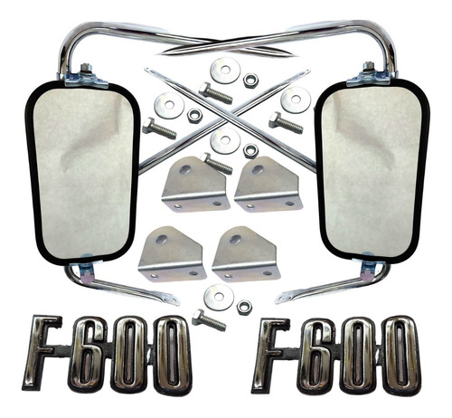 Ford F-600 Camin Kit Espejos Metalicos Cromados Y Emblemas Foto 2